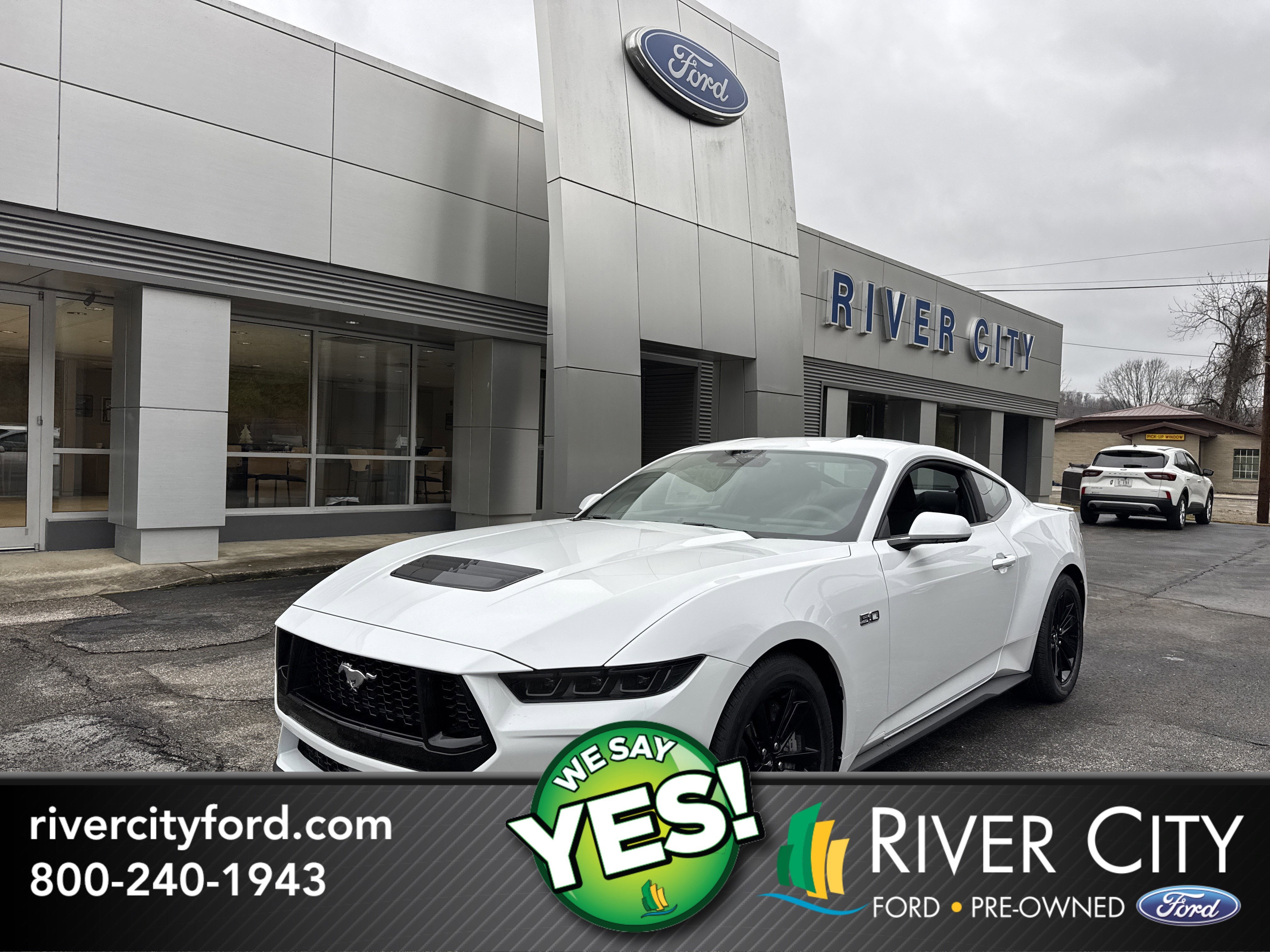2026 Ford Mustang GT in Oxford White — front three-quarter view
