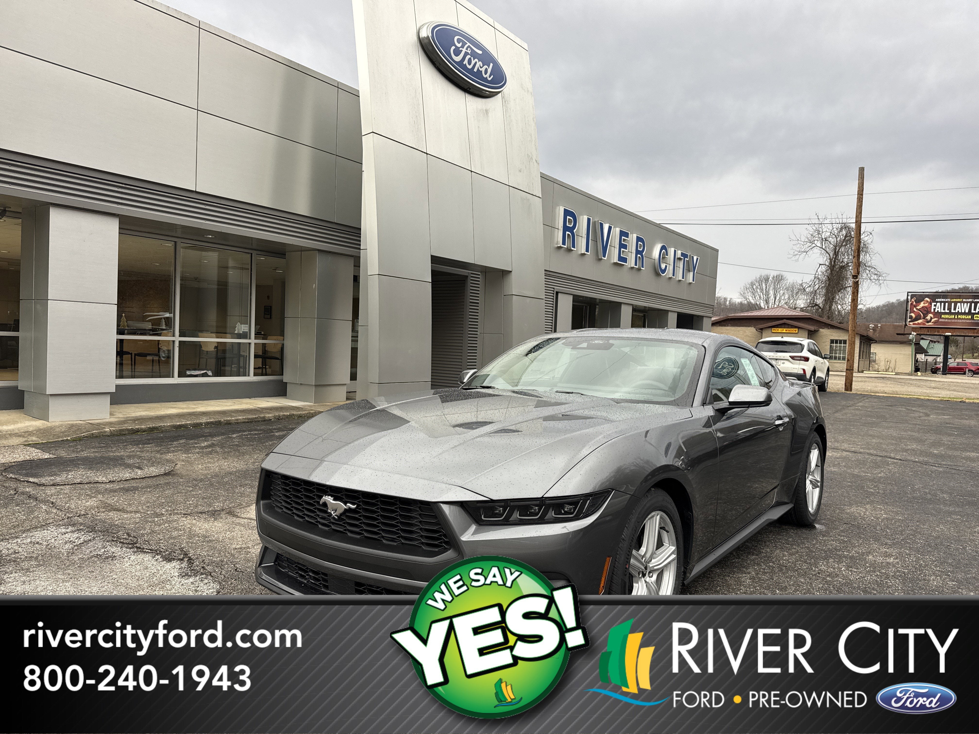 2026 Ford Mustang EcoBoost in Carbonized Gray Metallic — front three-quarter view