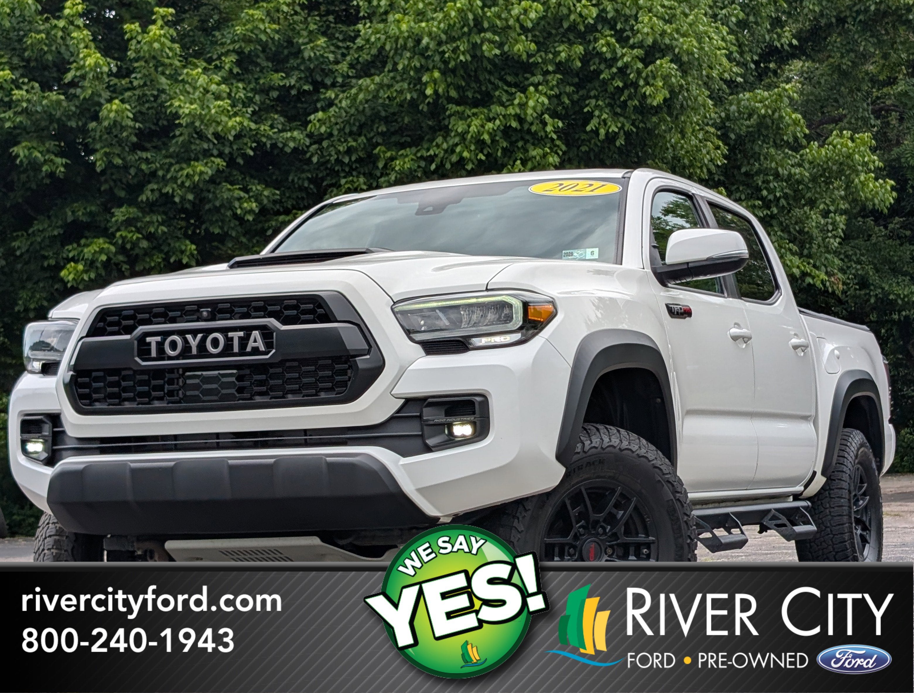 2021 Toyota Tacoma TRD Pro in Super White — front three-quarter view